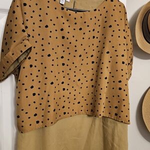 Myra Bag Tan and Black Polka Dot Blouse